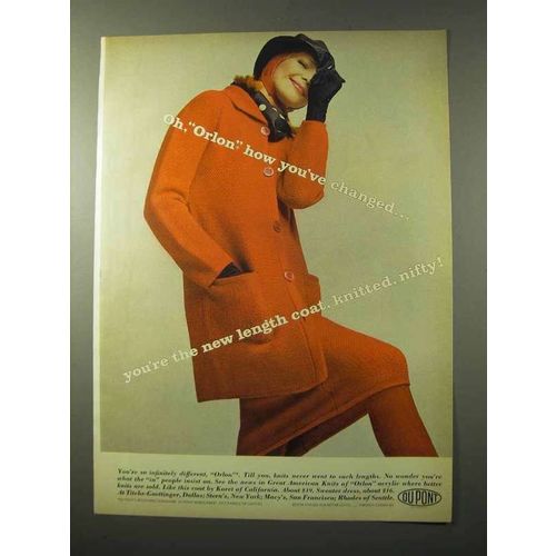 1964 Du Pont Orlon Acrylic Coat Ad, Koret of California