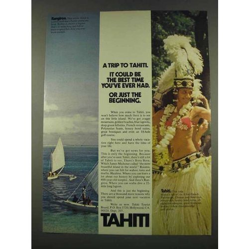 1974 Tahiti Tourism Ad - Best Time You've Ever Had