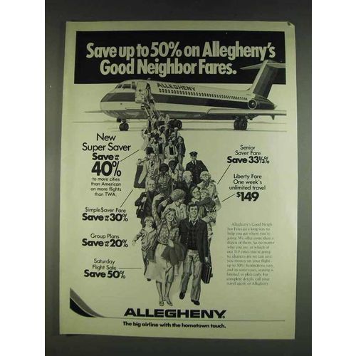 1978 Allegheny Airlines Ad - Good Neighbor Fares