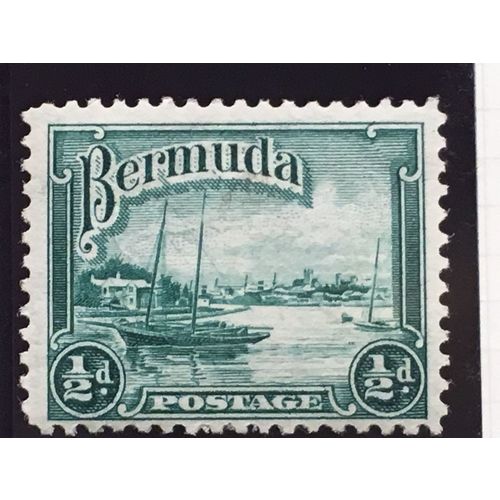 Bermuda KGV 1936 ½d Bright Green Mounted Mint SG 98 Sc 105 Red Hole Paget stamp