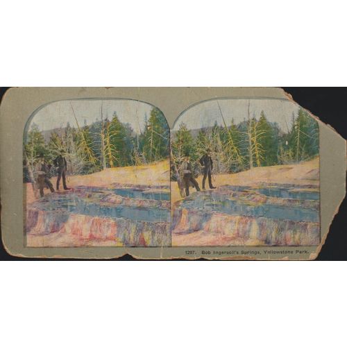 Bob Ingersoll's Springs, Yellowstone Park - Coloured Vintage 3D Stereoview Card