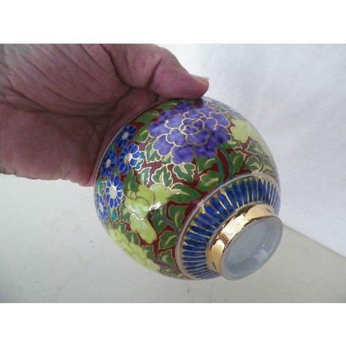 5 1/8''DIAMETER DECORATIVE FLORAL CLOISONNE STYLE CHINA BOWL