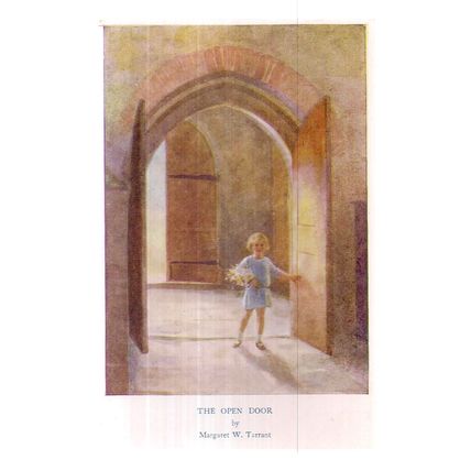 THE OPEN DOOR by Margaret W. Tarrant unused postcard Medici society =