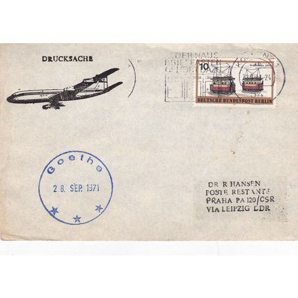 West Germany 1971 Flight Cover Goethe typed VGC