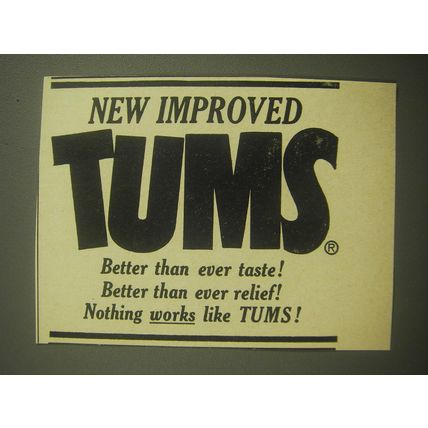 1963 Tums Medicine Ad - New Improved Tums