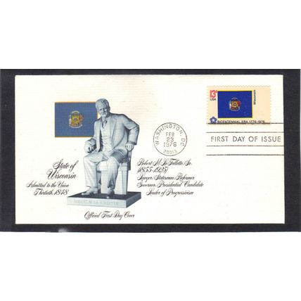 FDC Fleetwood 1662 13c Wisconsin (Cachet-U/A) CV39214