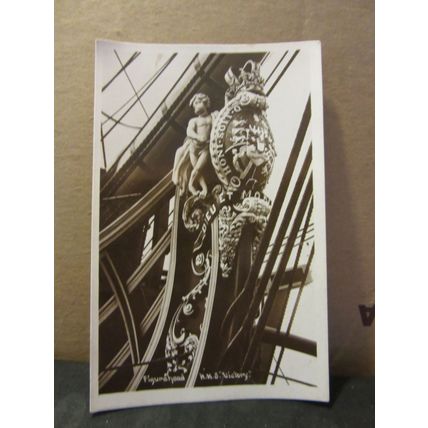 FIGUREHEAD, H.M.S VICTORY, PORTSMOUTH unused vintage postcard RP =