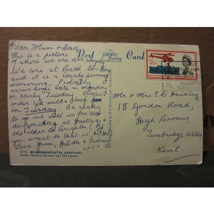 LOWER GARDENS, BOURNEMOUTH, DORSET vintage used postcard by D H Greaves /