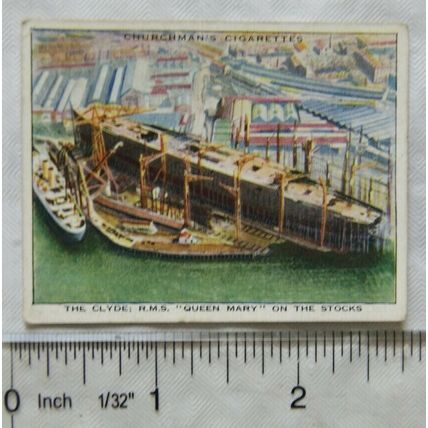 1939 Churchmans Wings over the Empire No. 15 The Clyde, HMS Queen Mary on Stocks