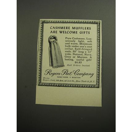 1951 Rogers Peet Mufflers Ad - Cashmere mufflers are welcome gifts