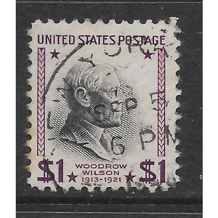 USA 1938 PRESIDENTIAL SERIES $1 BLACK & PURPLE WOODROW WILSON SG829 FINE USED#2