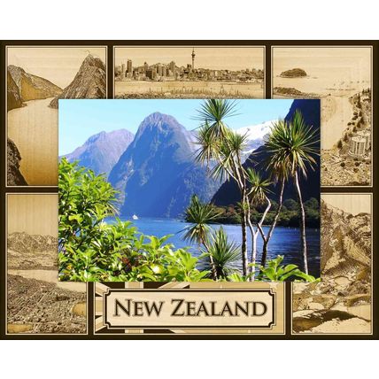 New Zealand Laser Engraved Wood Picture Frame Landscape (8 x 10)