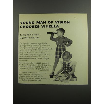 1953 Viyella Suspender Shorts and Campbell Dress Ad - Young man of vision