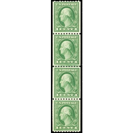 486, Mint XF NH Coil Line Strip of Four Stamps - GEM - Stuart Katz