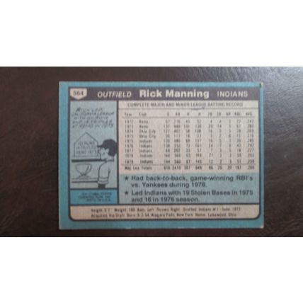 1980 Topps Rick Manning Cleveland Indians Card #564