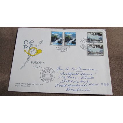 1977 Norway / Norge FDC Cover - Bergen Philatelic club - Landscapes