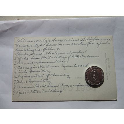 ST. LAWRENCE UNIVERSITY, CANTON, NEW YORK STATE USA used postcard #