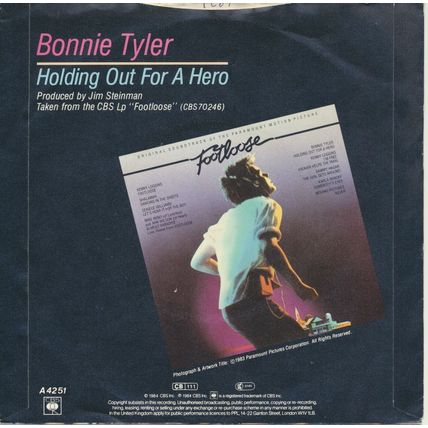 Holding Out for a Hero Bonnie Tyler 7" single CBS A4251