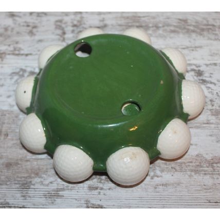 Gift For Golfers Ashtray Nut Candy Change Dish Golf Ball and Green Ceramic Decor