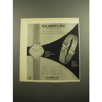1960 Gubelin GGW 2319 and LDW 6114-A Watches Advertisement