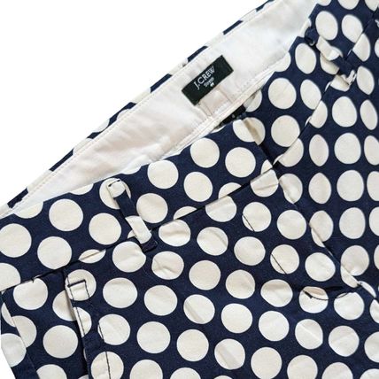 J.Crew Polka Dot Cropped Pants City Fit Size 4 Navy Blue White Cotton Blend