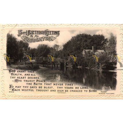 Fond Birthday Greetings to my Daughter, RP J Beagles, Postcard, 1914