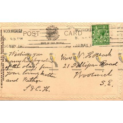 Fond Birthday Greetings to my Daughter, RP J Beagles, Postcard, 1914