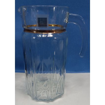 Vintage Circleware Made Turkey Gold Trim Pitcher - Gold & Crystal Clear