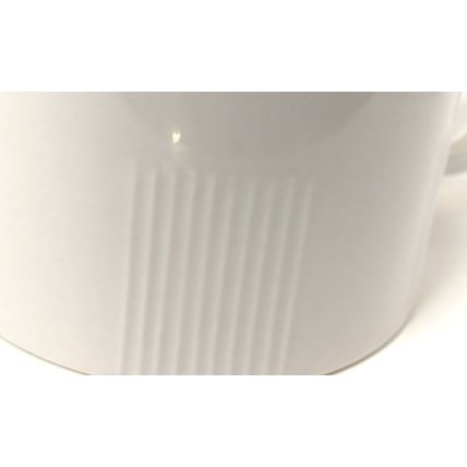 Linen N Things 4 Tea Cups 8 Saucers White Ribbed Rim Smooth No Trim 12 Pc Lot