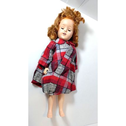 Creepy? Halloween Girl Doll/White Dress With Red Coat Eyes Open/Close Needs TLC