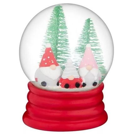 Three Gonks Snow Globe Christmas 12.5 CM Glitter Festive Home Decor Holiday