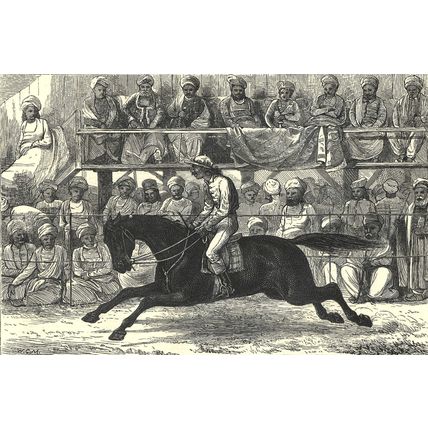 ZANZIBAR HARBOUR HURRICANE - HORSE RACING, INDIA 1872 VICTORIAN ENGRAVINGS