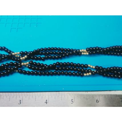 VINTAGE ELEGANT BLACK Beads 14K GOLD CLASP NECKLACE 22"
