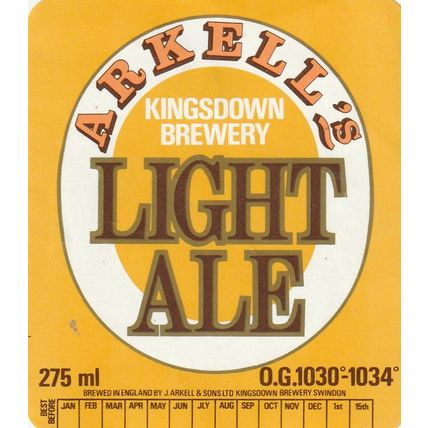 BEER BOTTLE LABEL - ARKELLS BREWERY - LIGHT ALE (A)