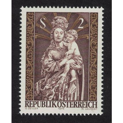Austria Virgin Mary and Child wood-carving Christmas 1974 MNH SG#1725