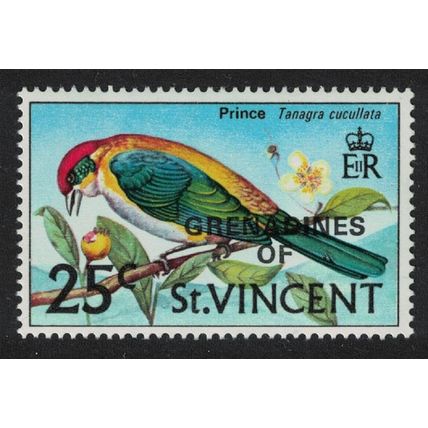 St. Vincent Gren Lesser Antillean tanager 'Prince' Bird ERROR 1974 MNH SG#13var