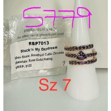 NIB Ring Bomb Party Sz7 RBP7013 Stuck in My Daydream Amethyst CZ Rose Gold Pl