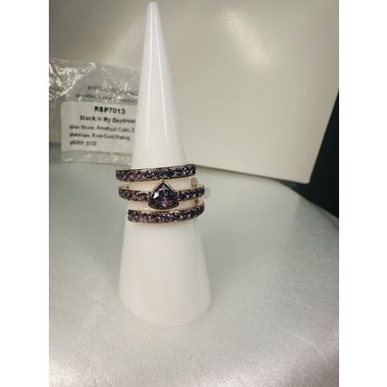 NIB Ring Bomb Party Sz7 RBP7013 Stuck in My Daydream Amethyst CZ Rose Gold Pl