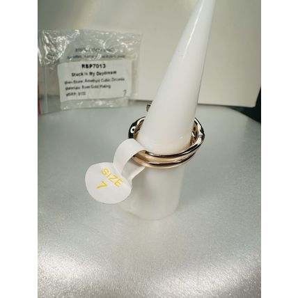 NIB Ring Bomb Party Sz7 RBP7013 Stuck in My Daydream Amethyst CZ Rose Gold Pl