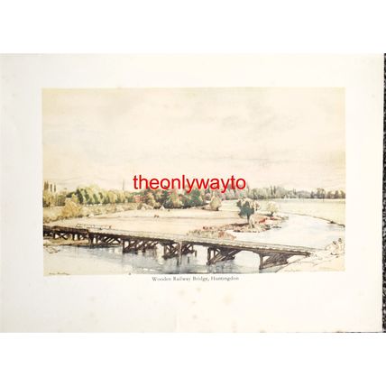 Wooden Railway Bridge, Huntingdon, Cambridgeshire, Book Illustration, 1936