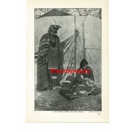 North American Indian Chief & Family, Book Illustration (Print), c1907