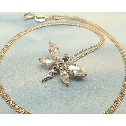 Vintage Italian 925 Sterling Silver & Cubic Zirconia Butterfly Pendant Necklace