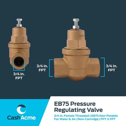 Cash Acme 3/4 Inch EB75 FPT X FPT Pressure Regulator Valve (PRV), 45 PSI, 23000-