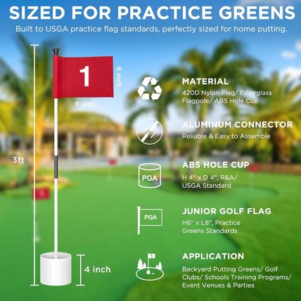 KINGTOP Golf Flagstick Mini, Putting Green Flag for Yard, All 3 Feet, Double-Sid
