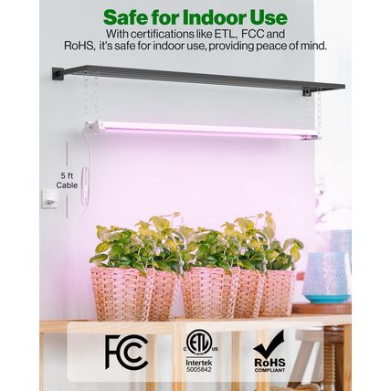 Sunco 4FT LED Grow Light for Indoor Plants 40W, Full Spectrum, Hanging Suspended