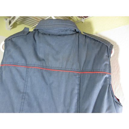 Vintage Alexander's Down Vest Large Cotton Polyester Blue Red Zip Snap Pockets