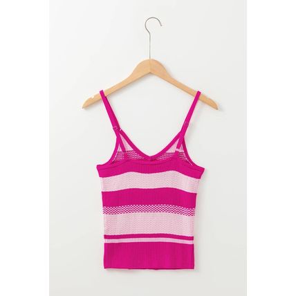Red Stripe Spaghetti Strap V Neck Sweater Vest