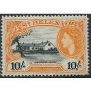 St Helena QEII 1953 10/- Black & Yellow Orange Mounted Mint MM SG165 Sc152 stamp