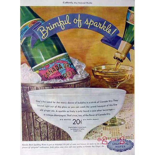 CANADA DRY 1934 brimful of sparkle Ginger Ale soda pop vintage ad