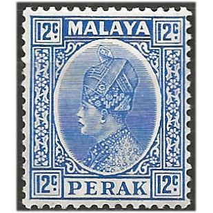 Perak 1936 SG95 12c Bright Ultramarine Mounted Mint . ..